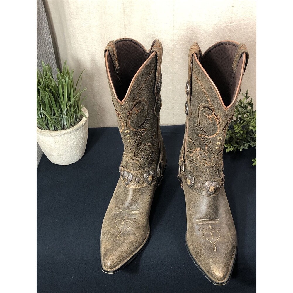 Durango Crush Distressed 11" Heart Concho Women's Size 8M Western Boots RD4155 - Picture 3 of 14